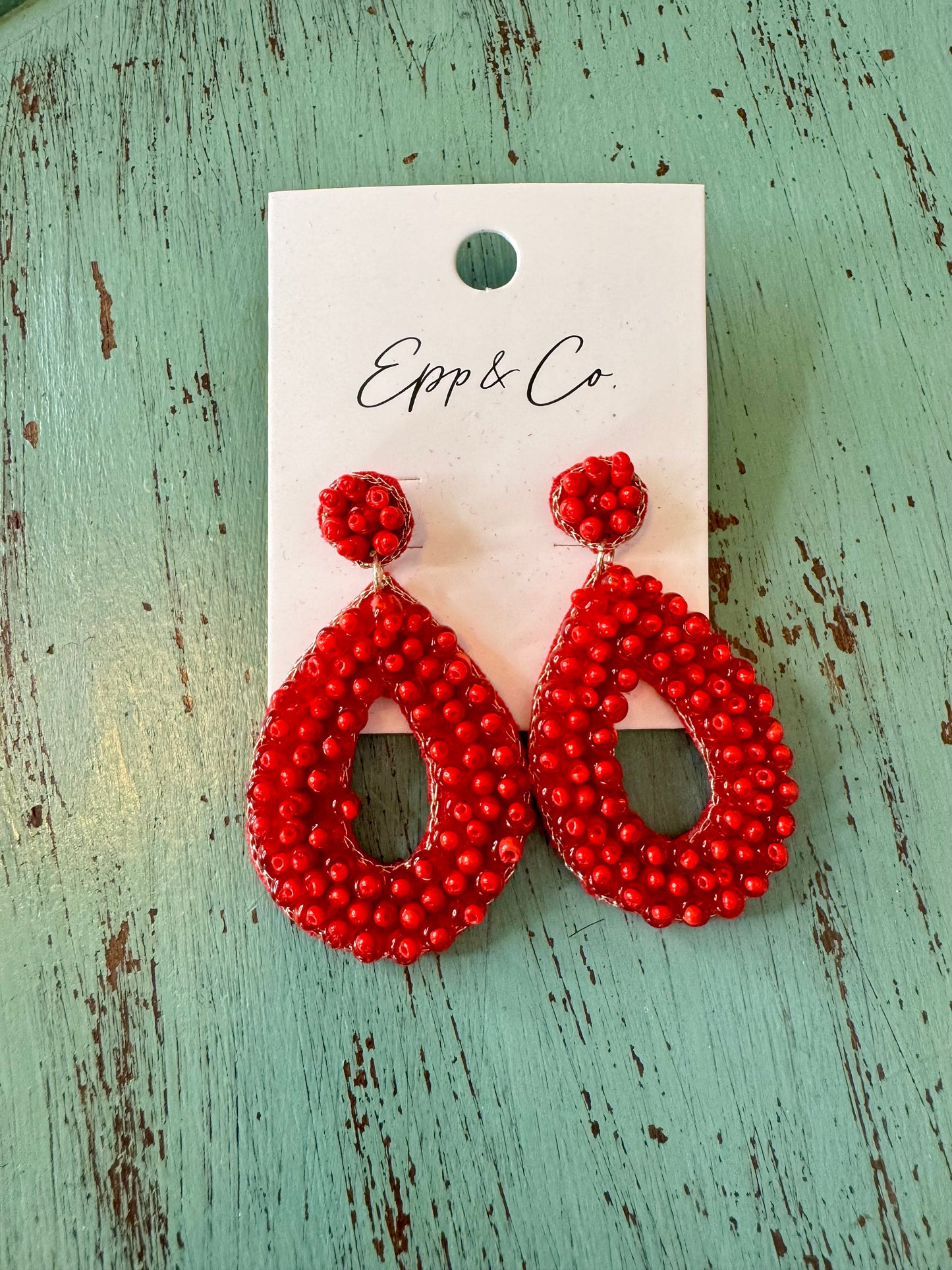 The Red Beaded Oval Drops