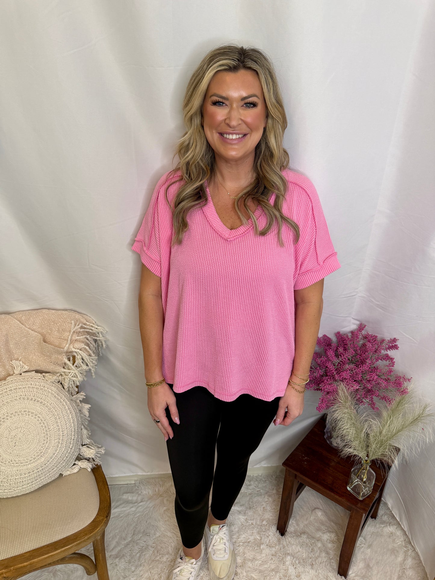 Soft Ribbed V-Neck Everyday Tee