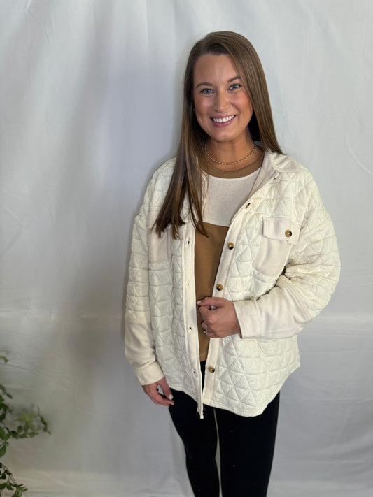 The Cream Quilted Shacket