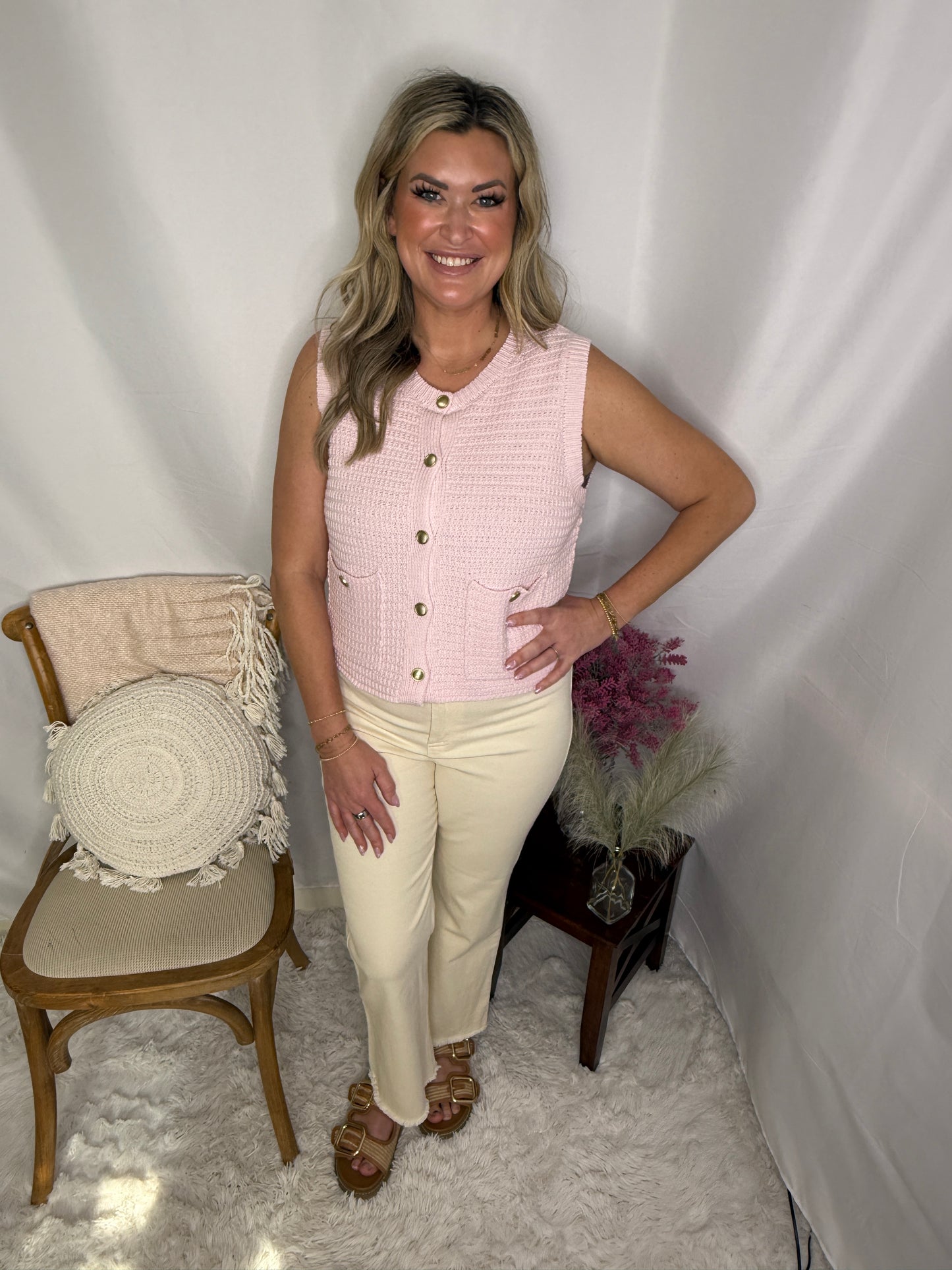 Textured Button-Front Vest