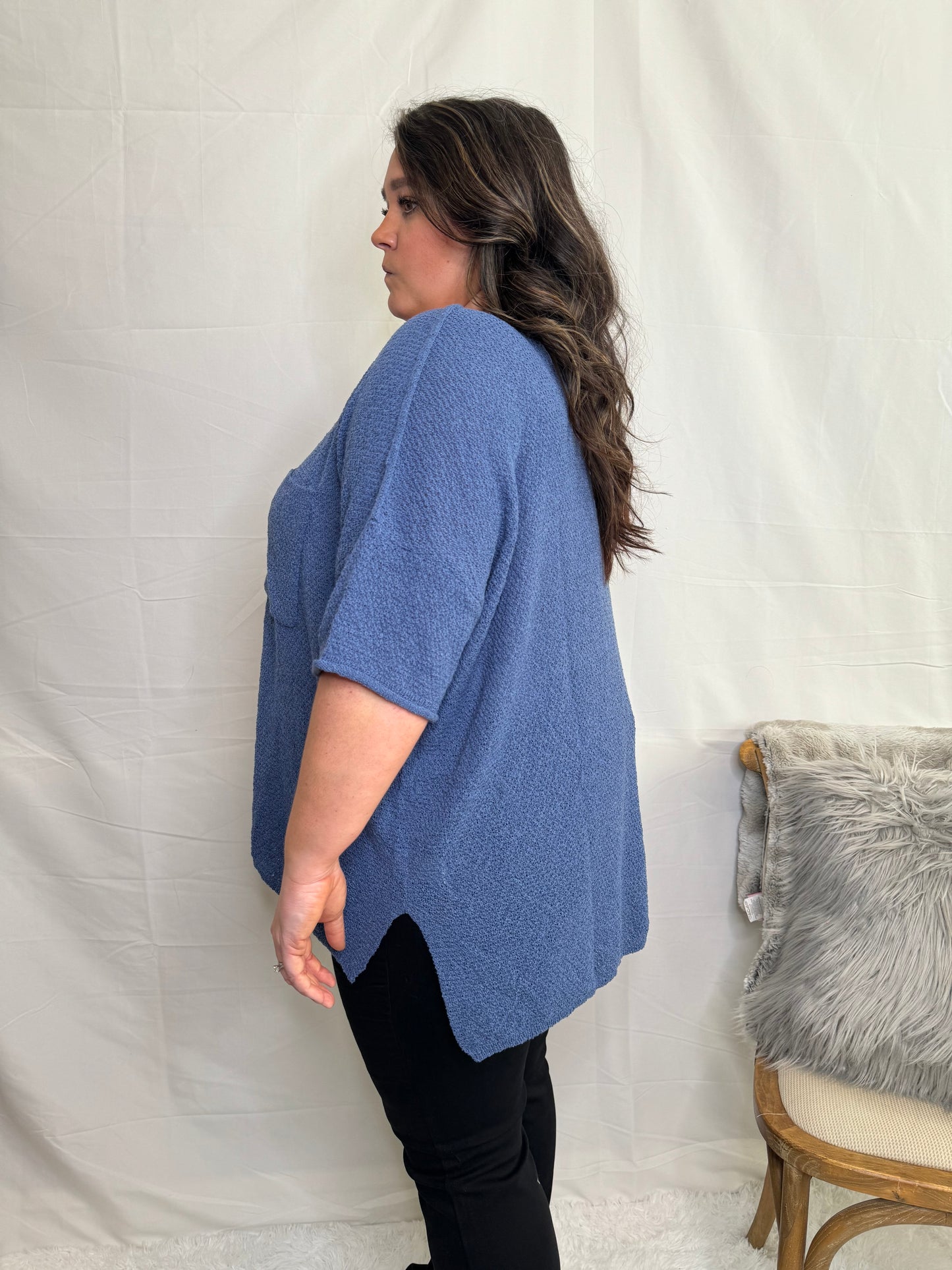 The Airy Denim Blue Sweater - Plus Size