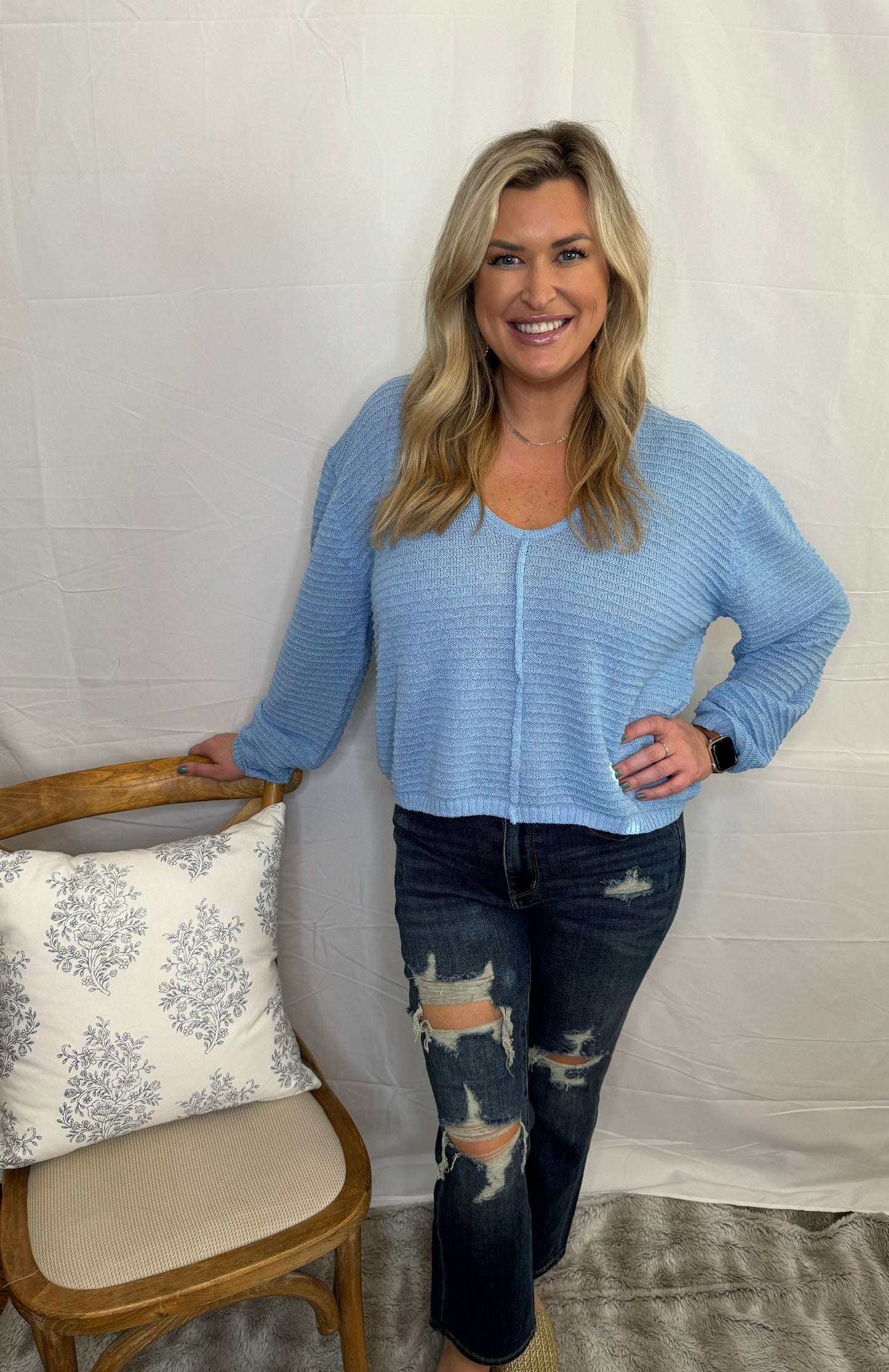 The Breezy Lightweight Sweater- Blue