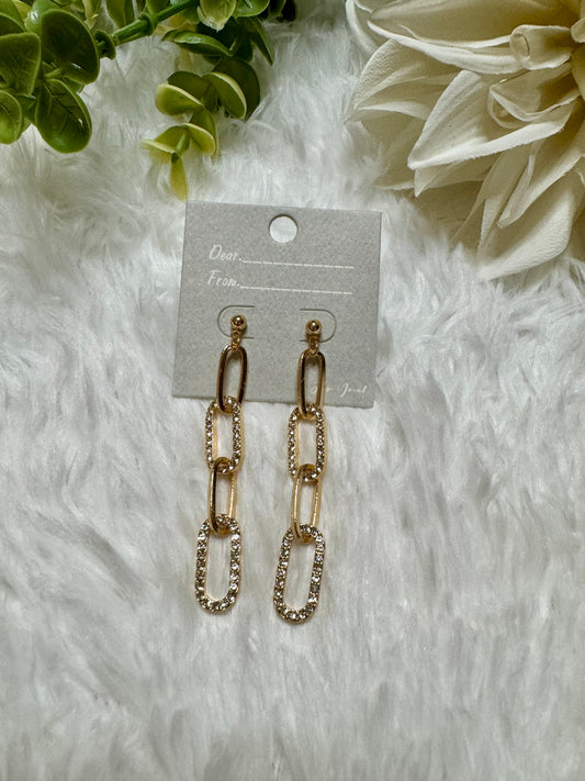 The Chain Link Drop Earring with Rhinestones