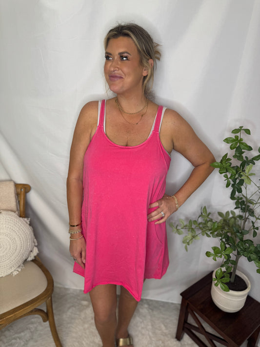 Mineral Washed Mini Lined Dress