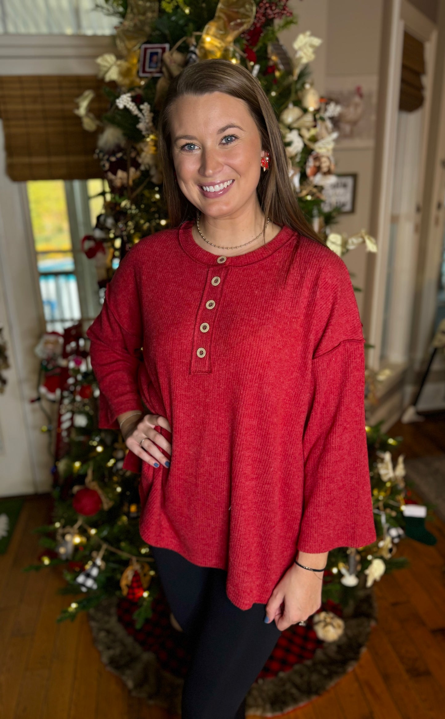 The Cozy Comfort Top - Red