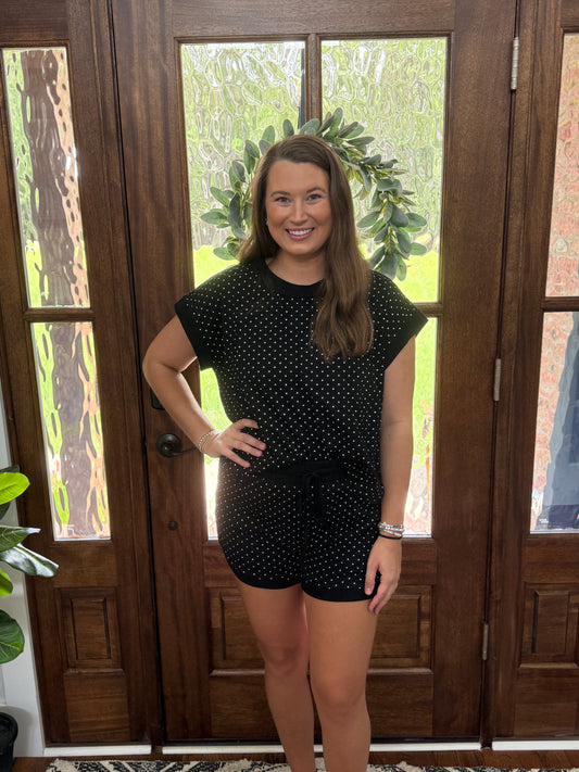 Polka Dot Knit Top & Shorts Set