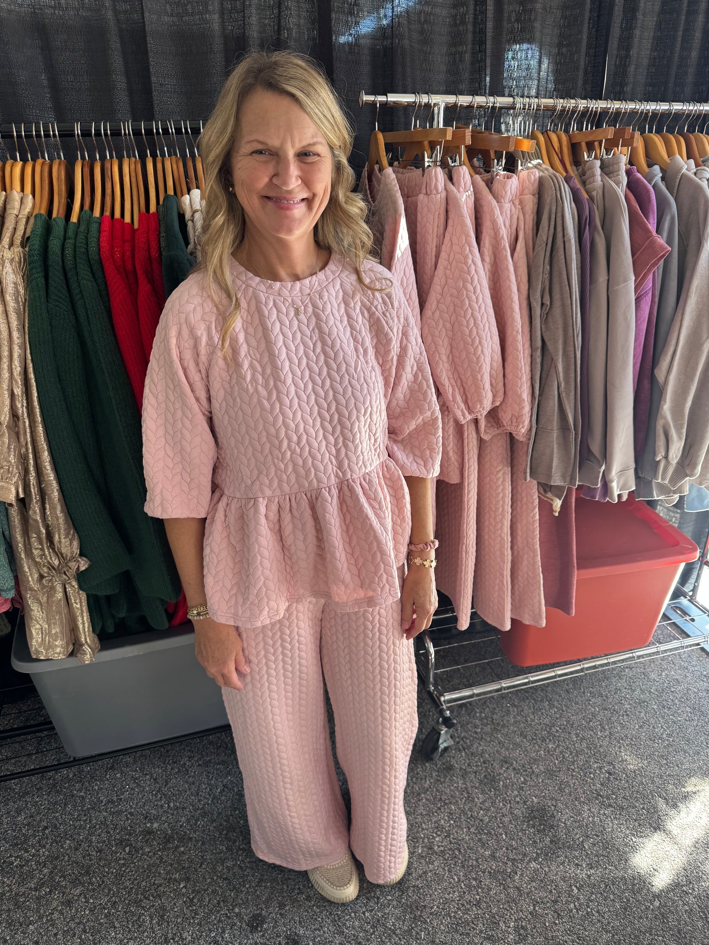 Quilted Peplum Top & Pant Set