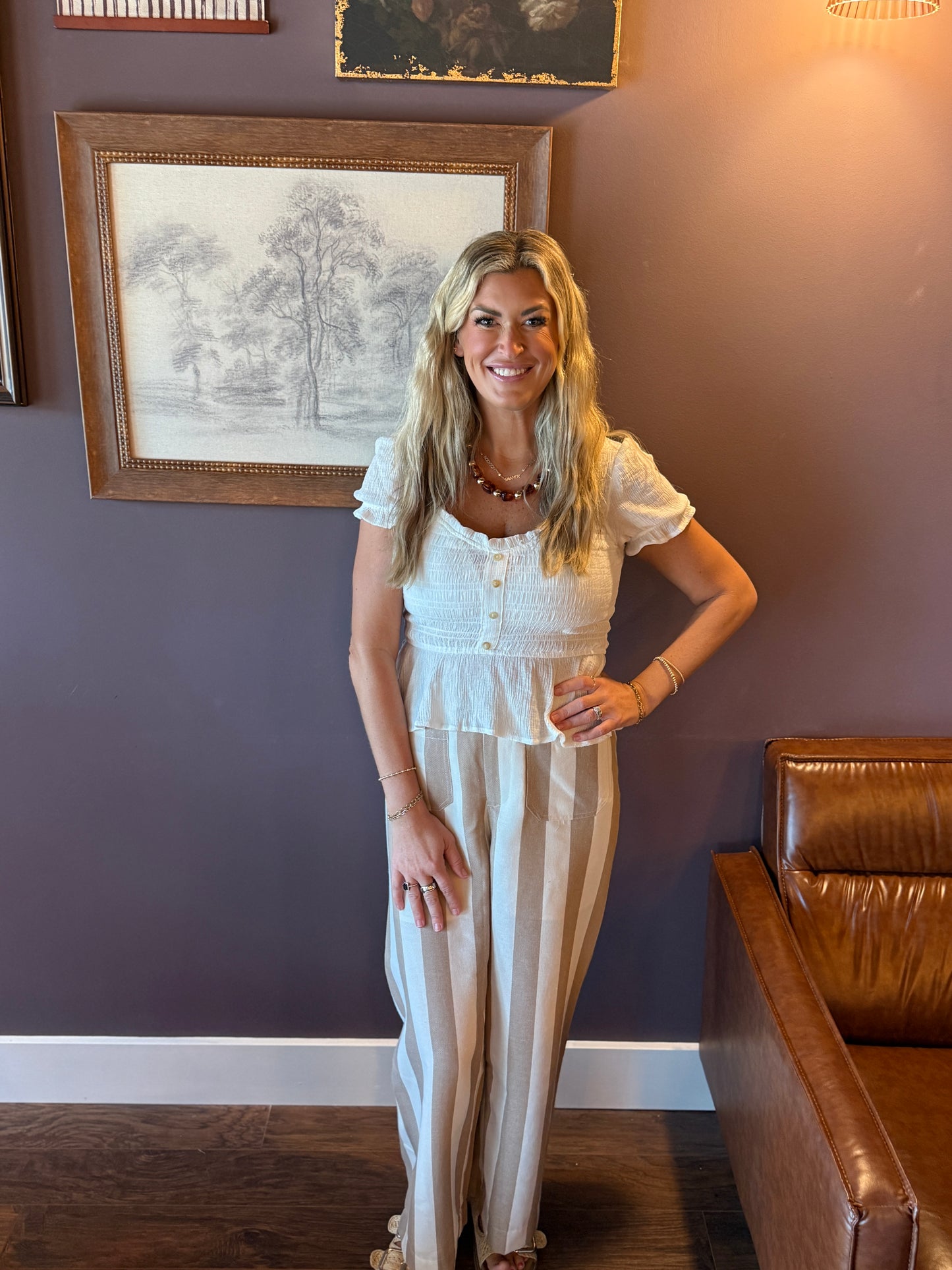 Taupe Stripe Pants
