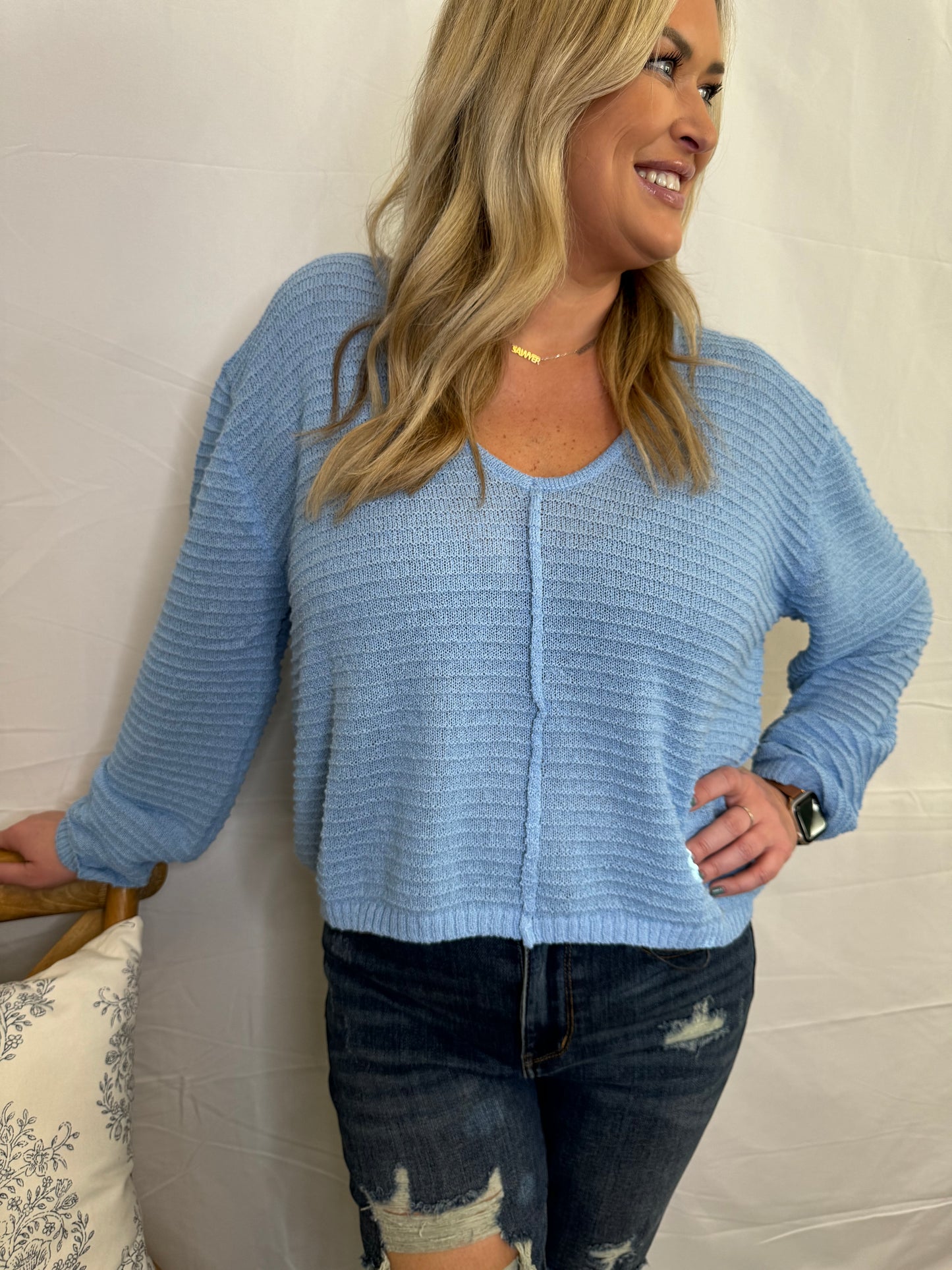 The Breezy Lightweight Sweater- Blue