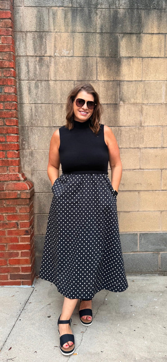 Polka Dot Sweater Sleeveless Dress
