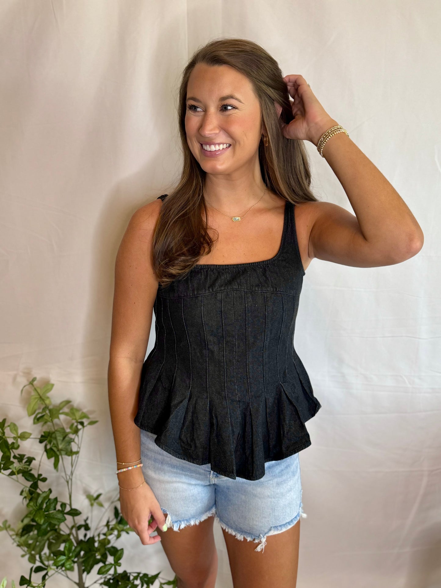 The Denim Peplum Top