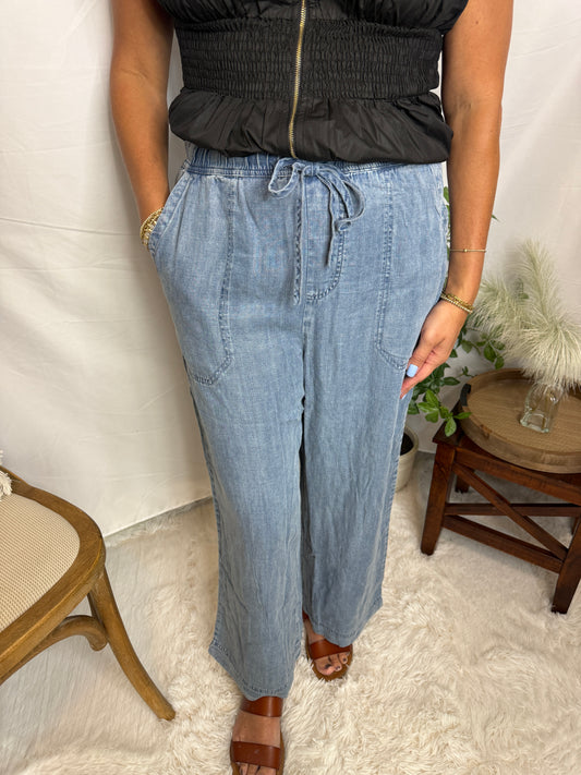TENCEL CROPPED DENIM PANTS