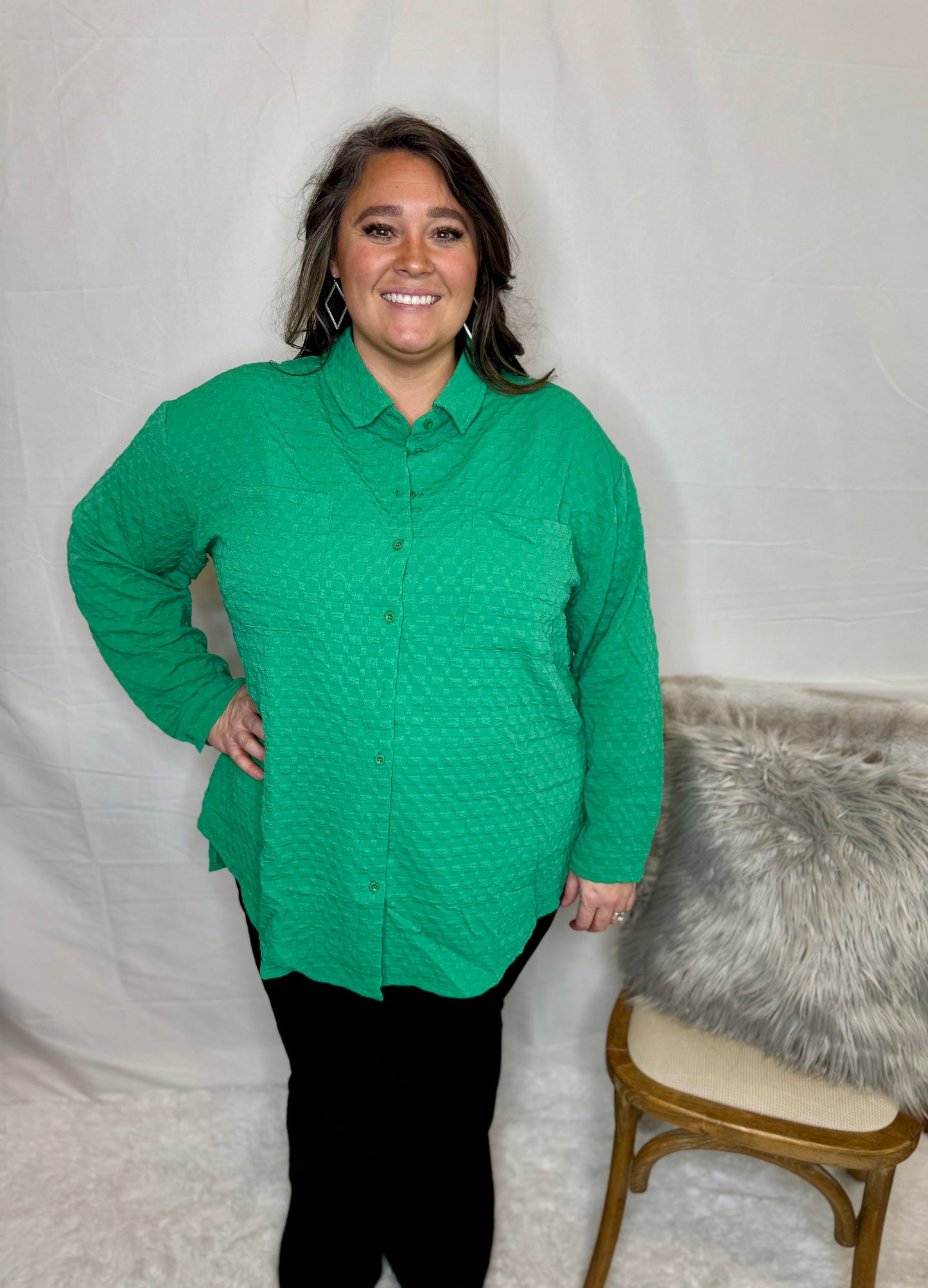 The Lucky Textured Button Up - Plus Size