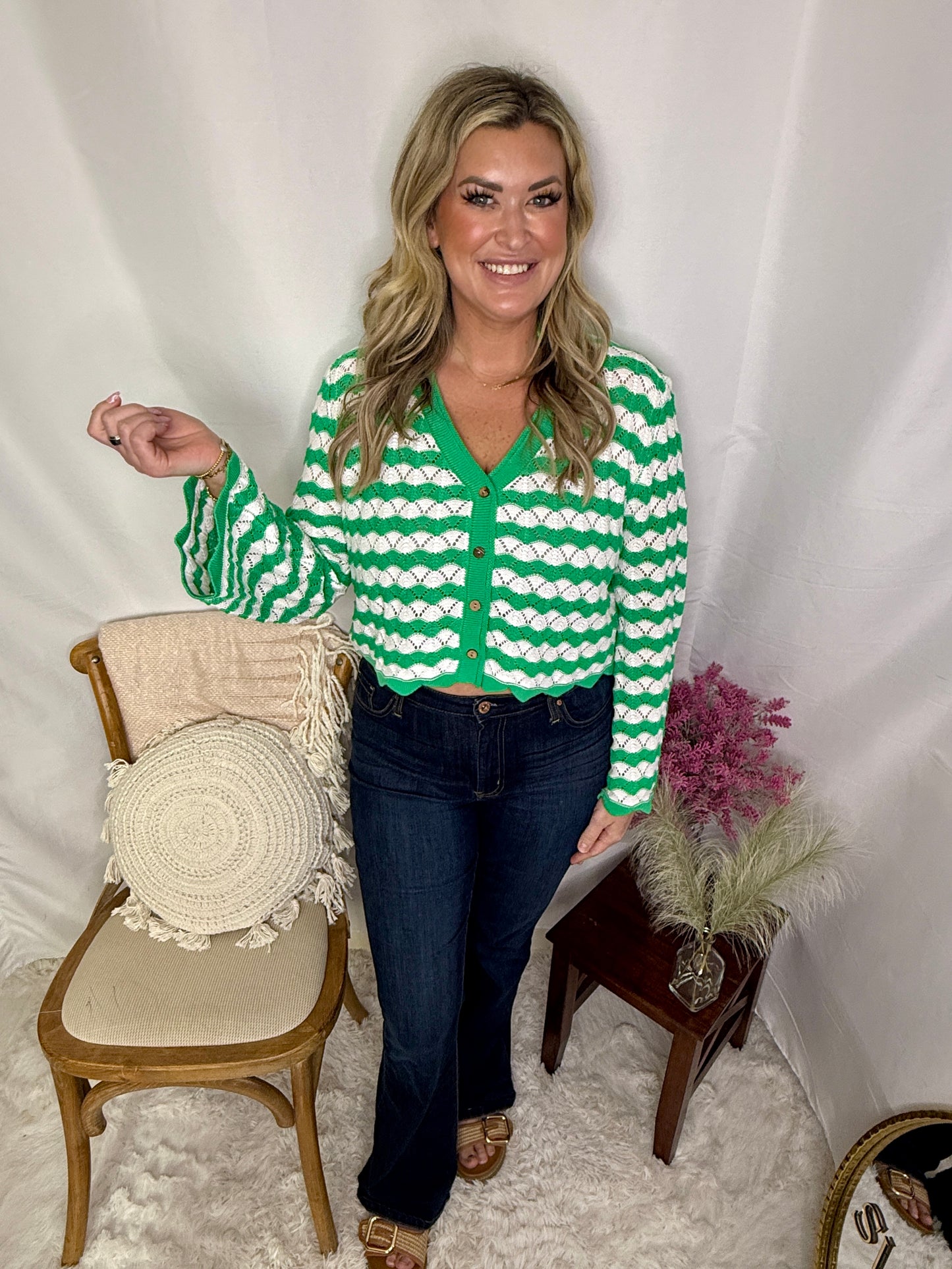 The Lucky Day Striped Crochet Cardigan
