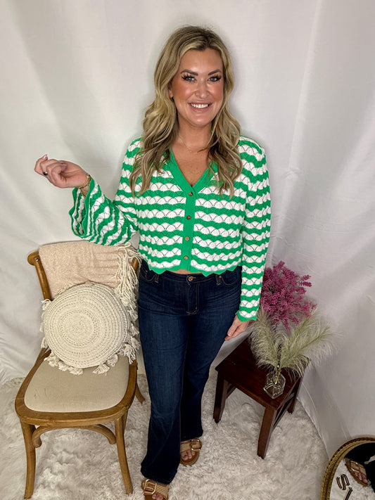 The Lucky Day Striped Crochet Cardigan