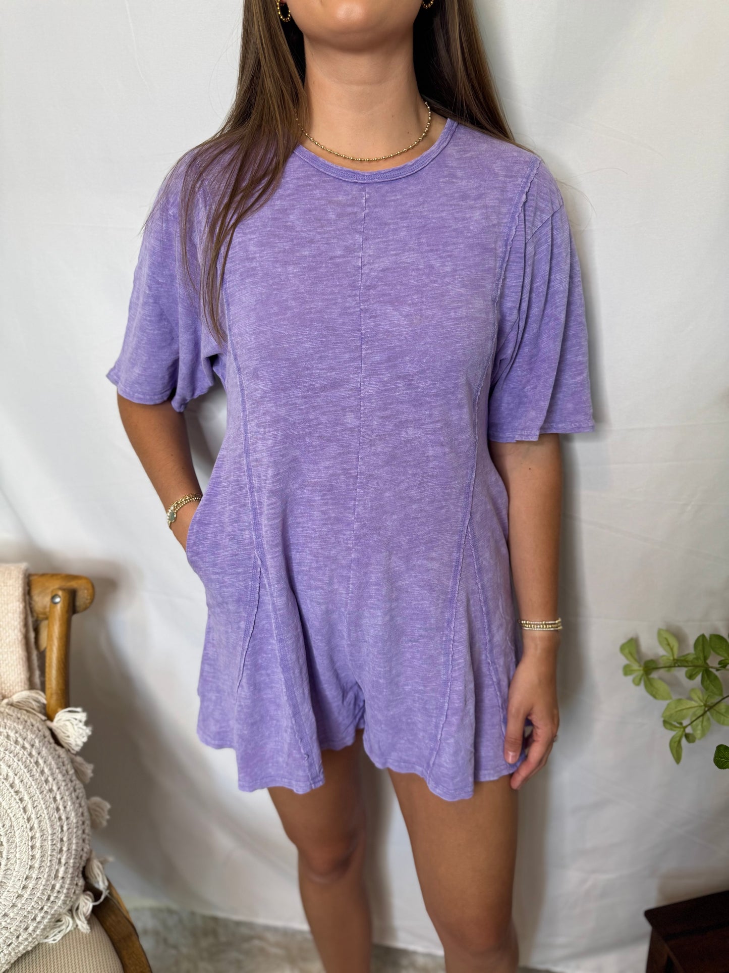 The Mineral Washed Oversized Knit Comfy Romper
