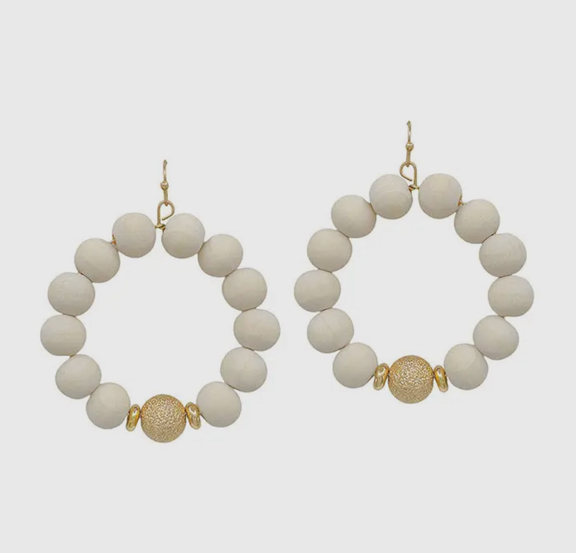 White Wood Circle Drops