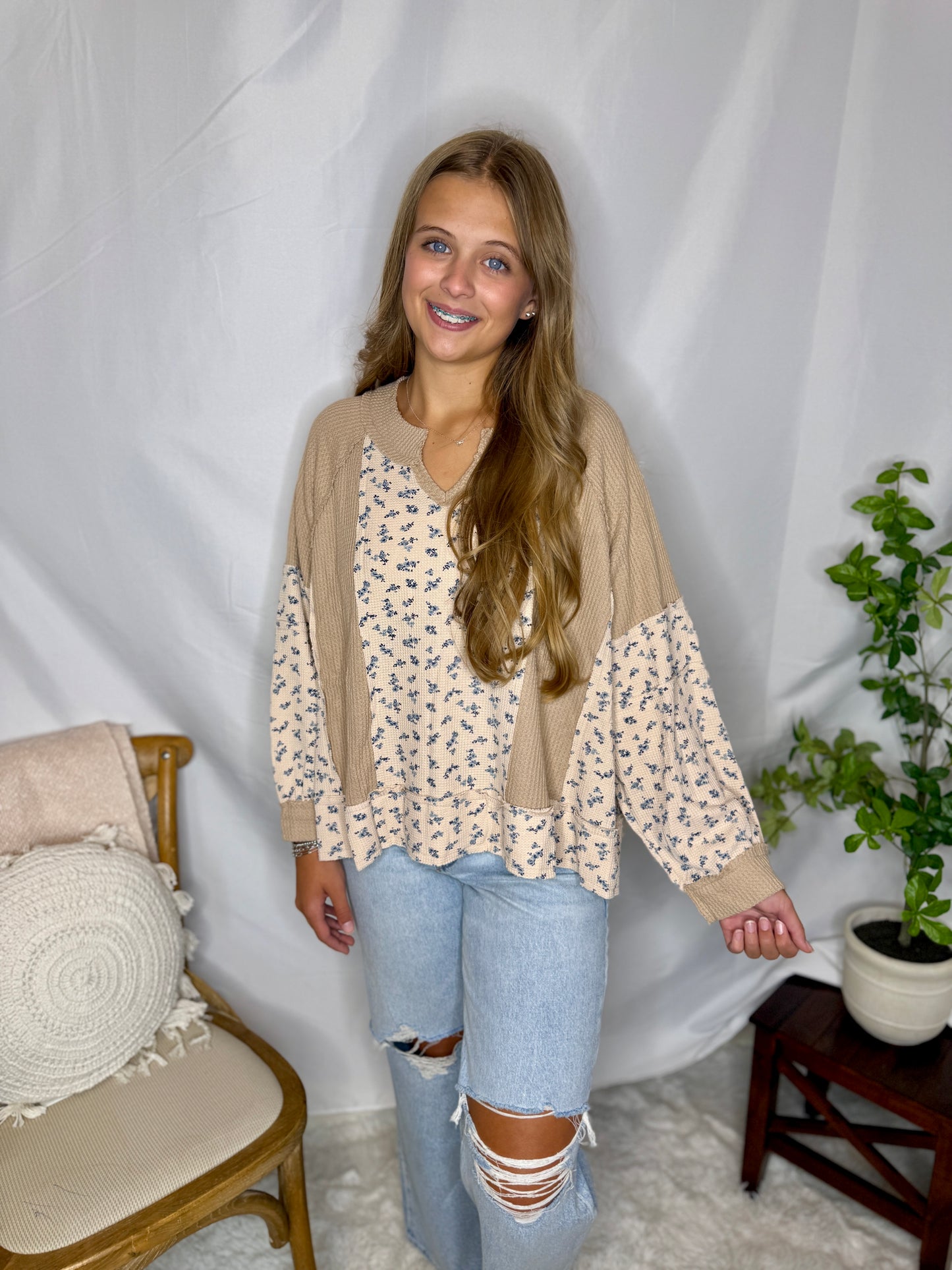 The Floral Contrast Top