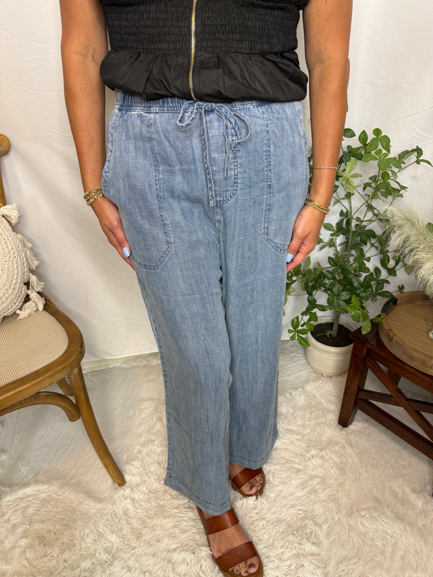 TENCEL CROPPED DENIM PANTS