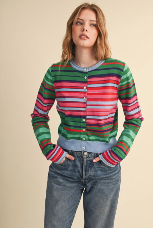 Multi Stripe Sweater Cardigan