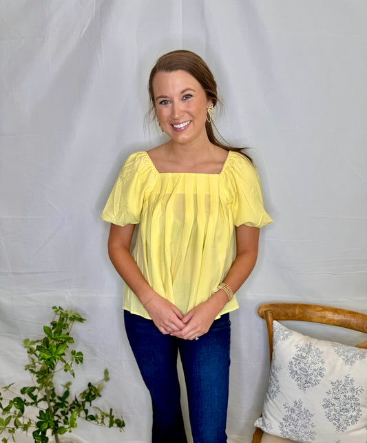 The Pleated Blouse- Yellow