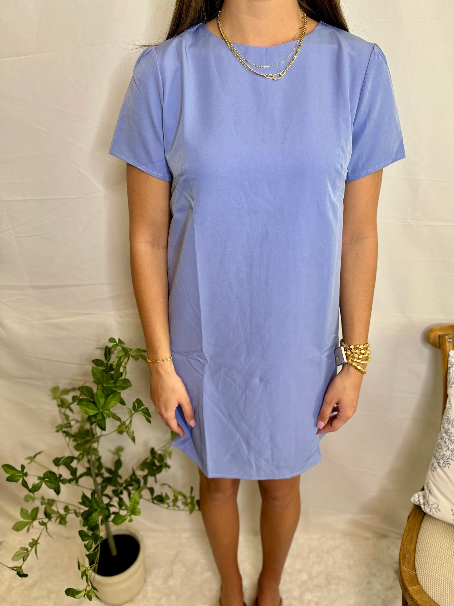 The Slimming Shift Dress- Periwinkle