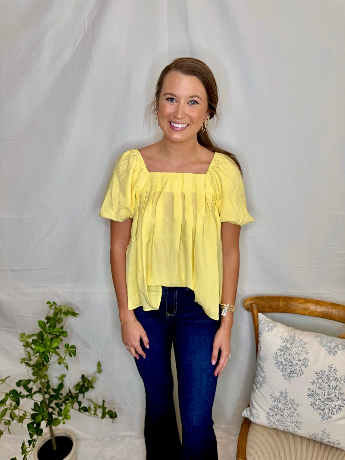 The Pleated Blouse- Yellow