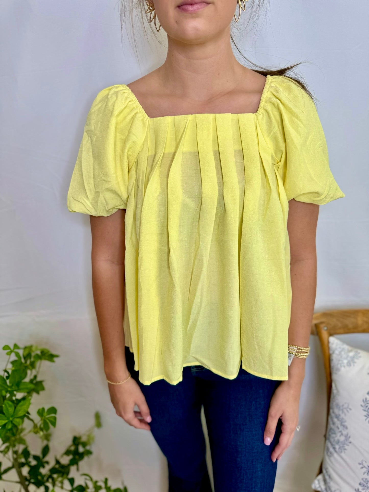 The Pleated Blouse- Yellow