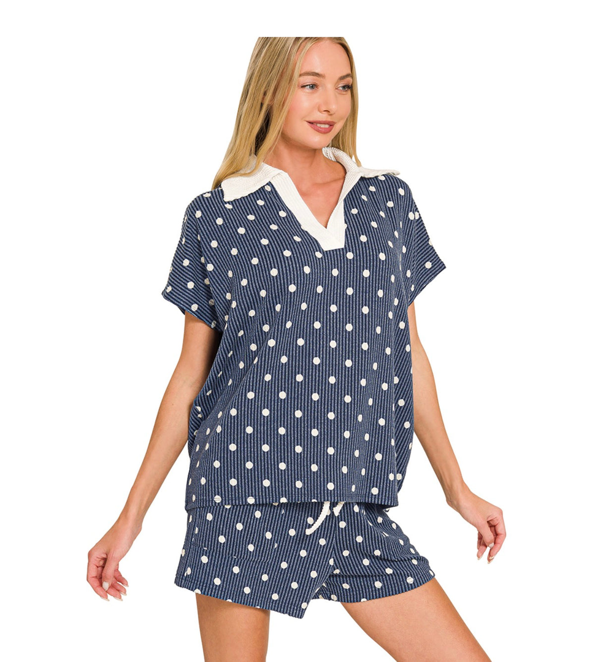 The Ribbed Polka Dot Set