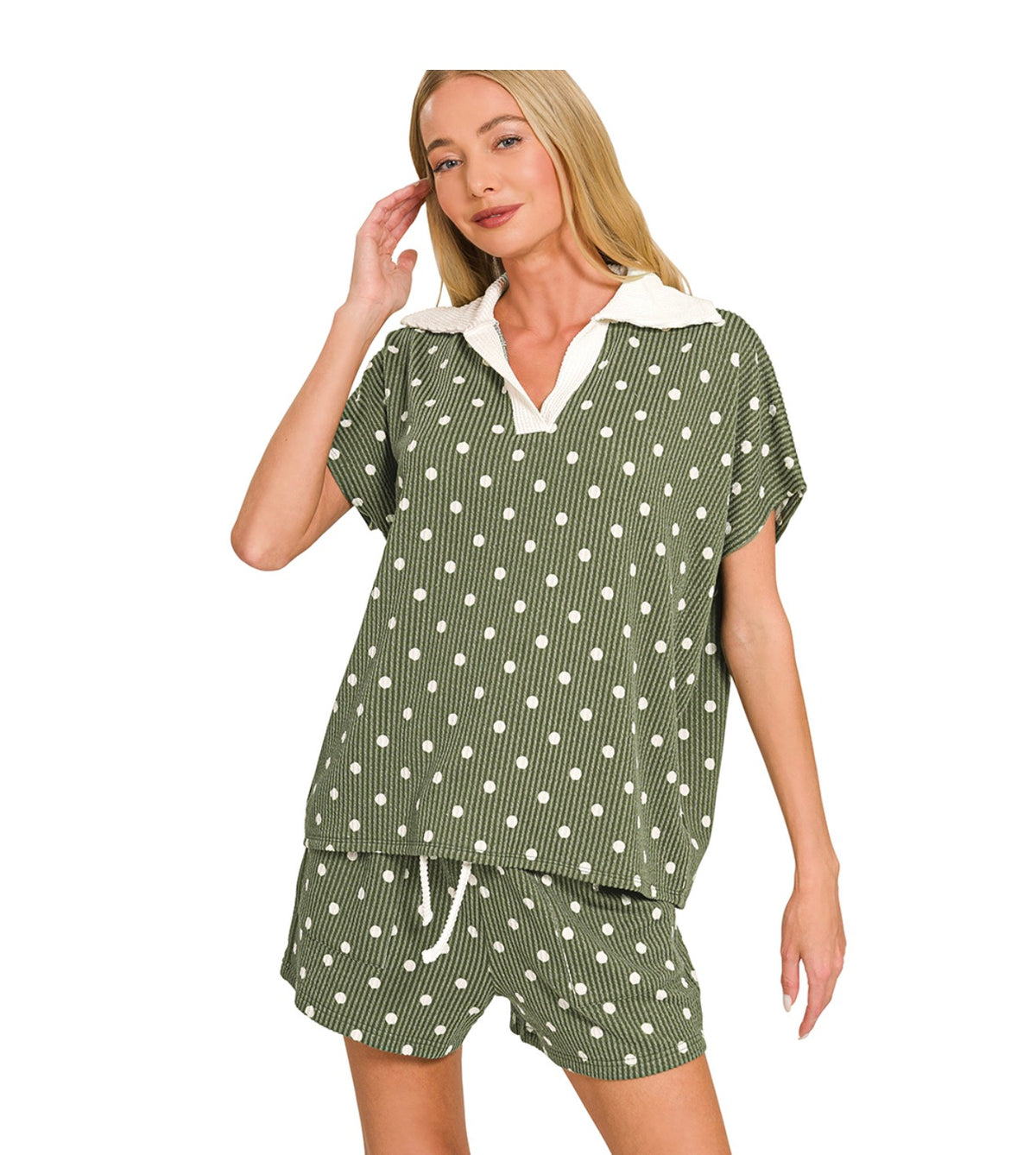 The Ribbed Polka Dot Set