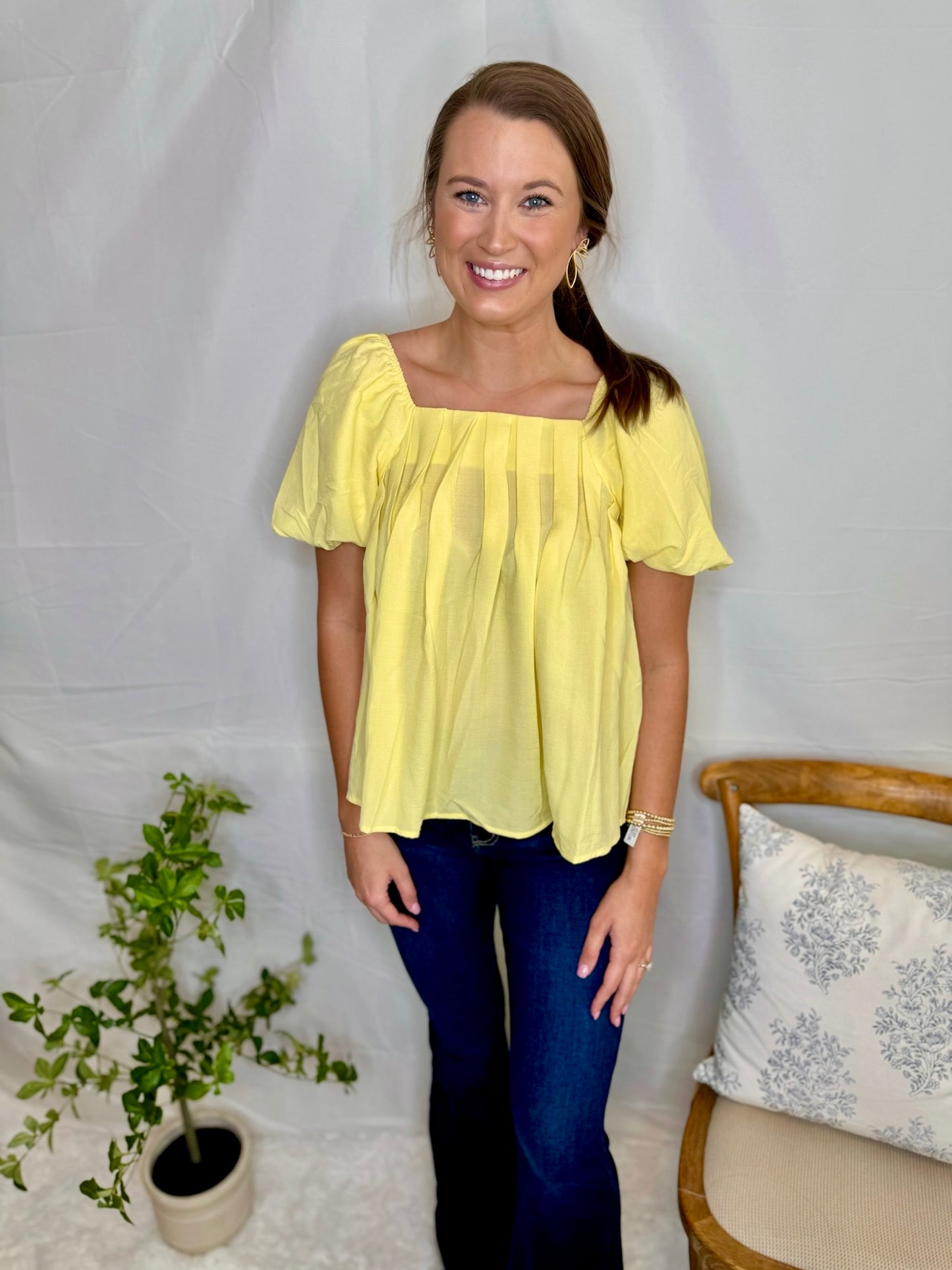 The Pleated Blouse- Yellow