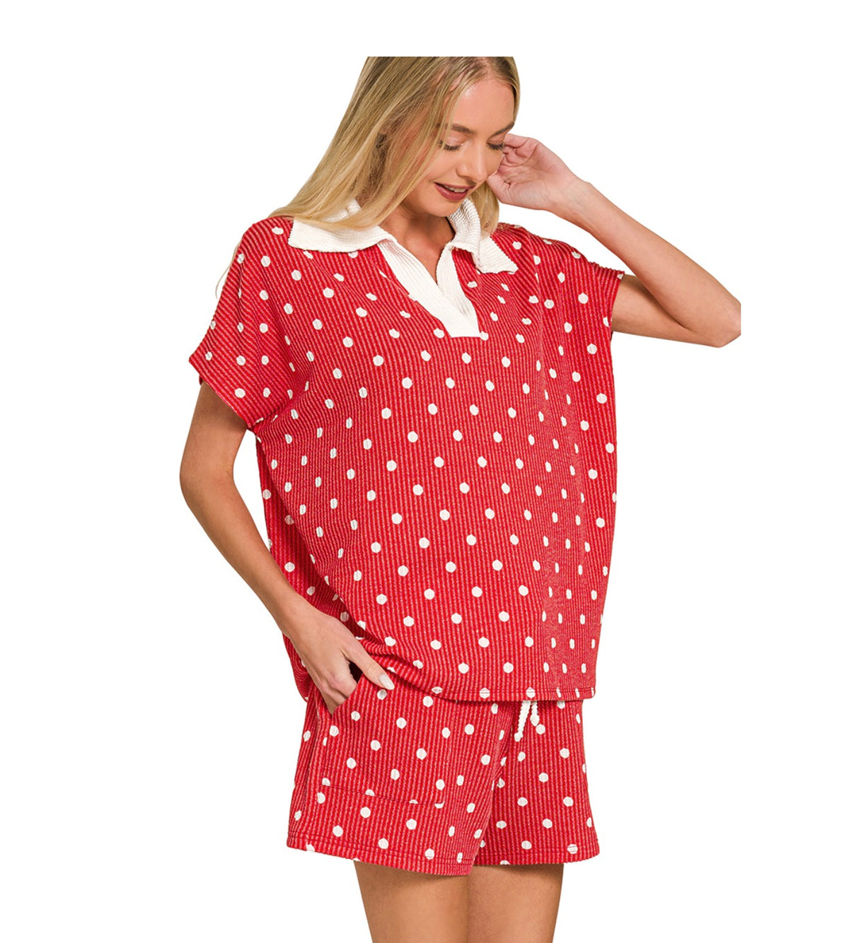 The Ribbed Polka Dot Set