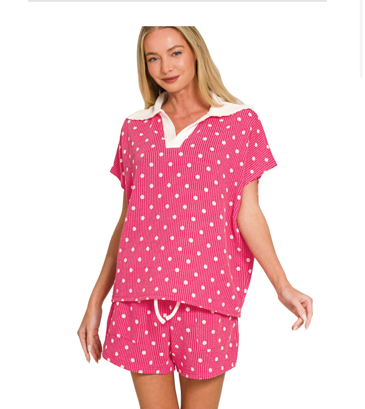 The Ribbed Polka Dot Set