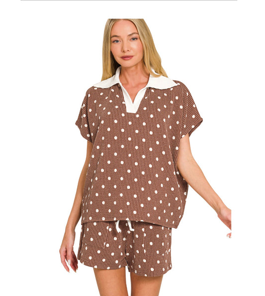 The Ribbed Polka Dot Set