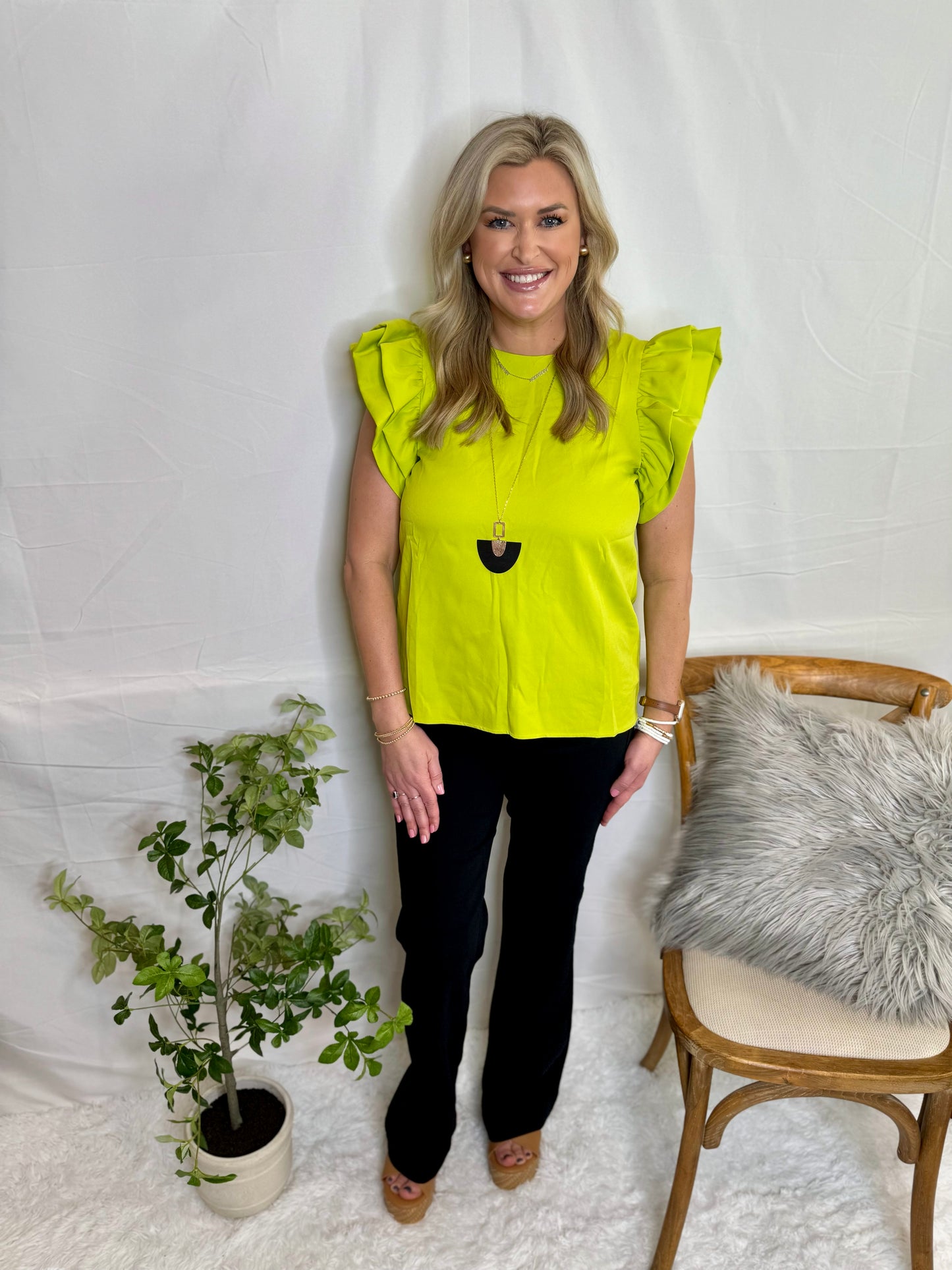 The Puff Sleeve Blouse - Lime