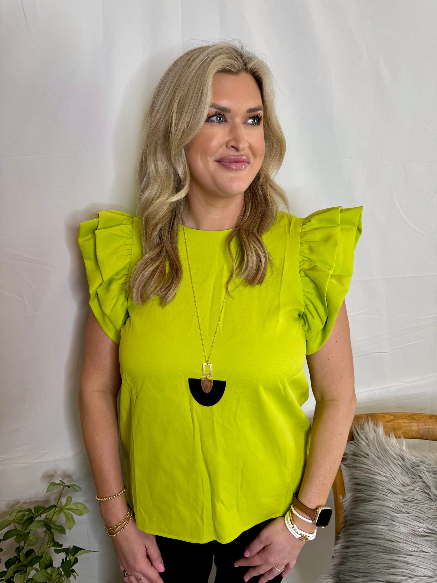 The Puff Sleeve Blouse - Lime