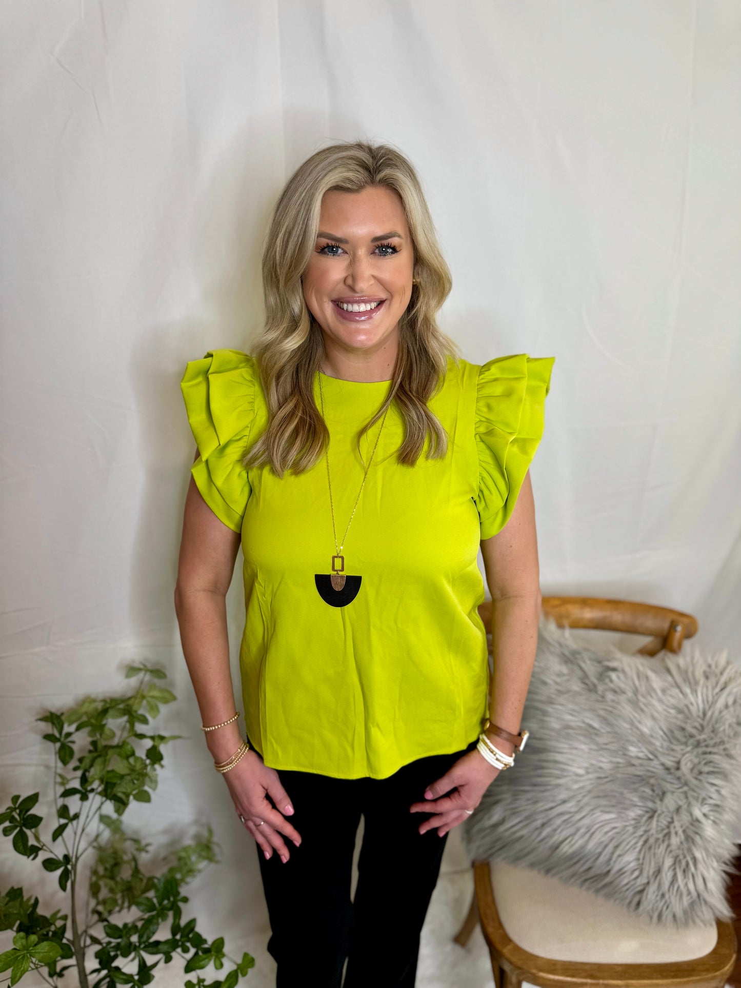 The Puff Sleeve Blouse - Lime