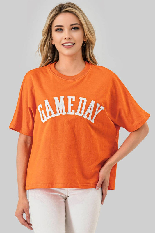 GAMEDAY Embroidered Applique top Orange