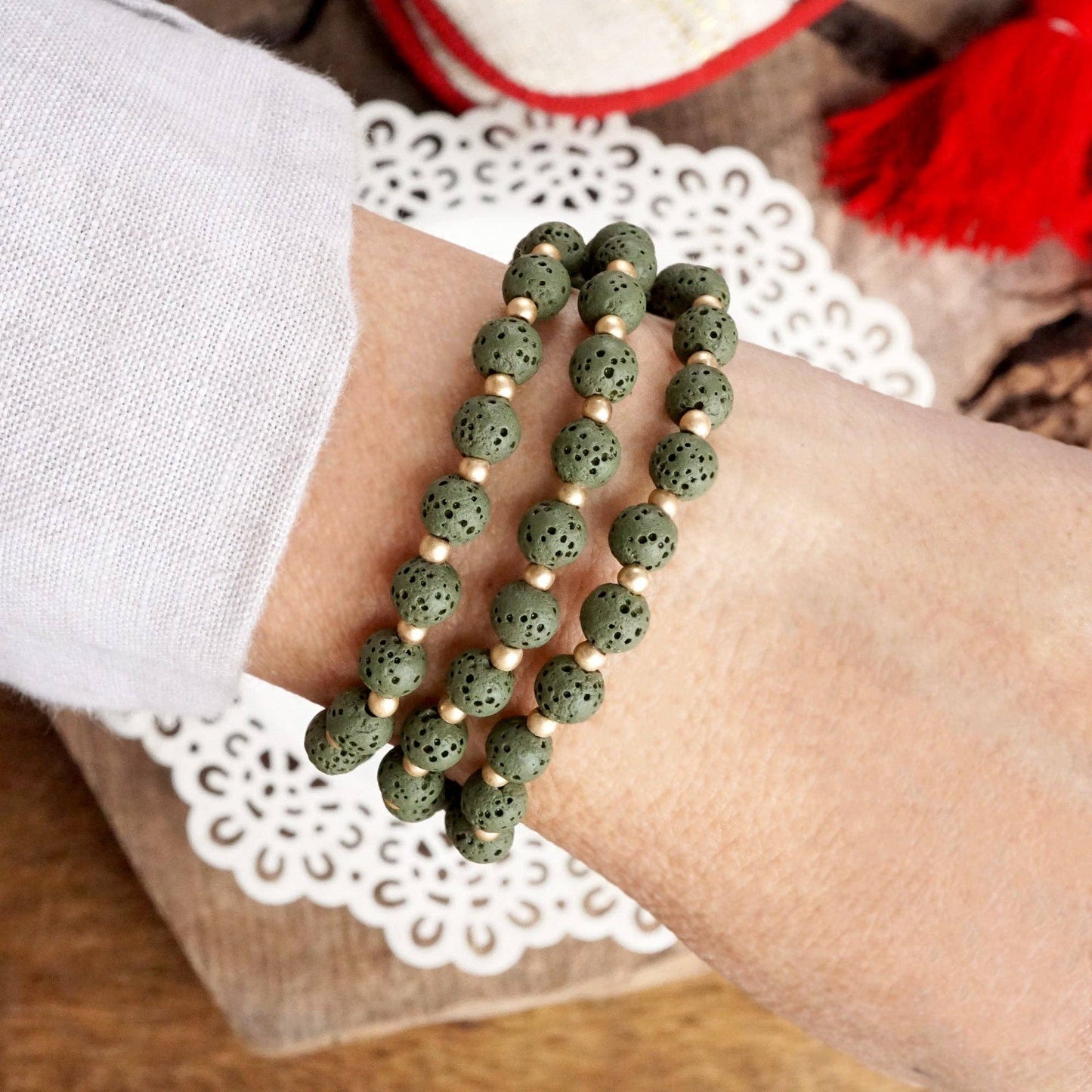 The Lava Matte Beads - Olive