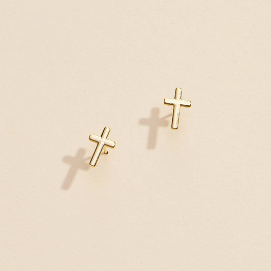 The Cross Gold Dip Stud Earrings