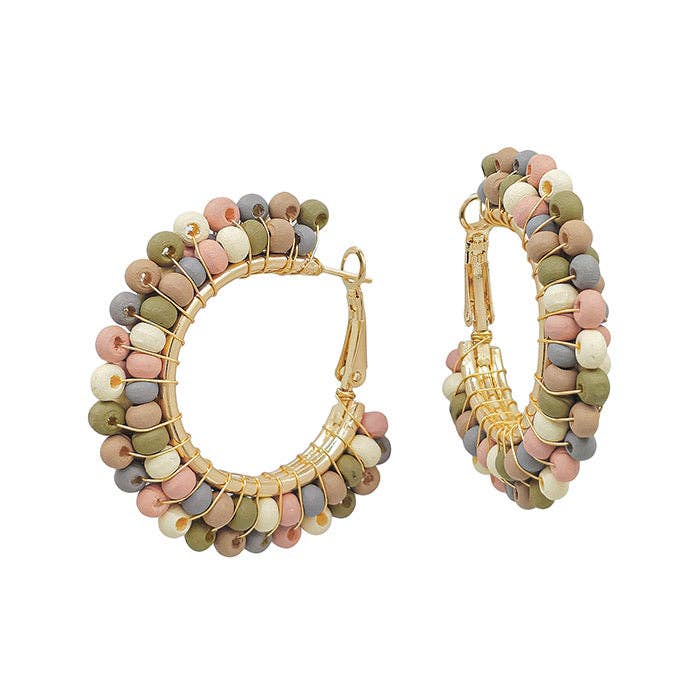 The Light Multi Woven Wood Bead Hoops