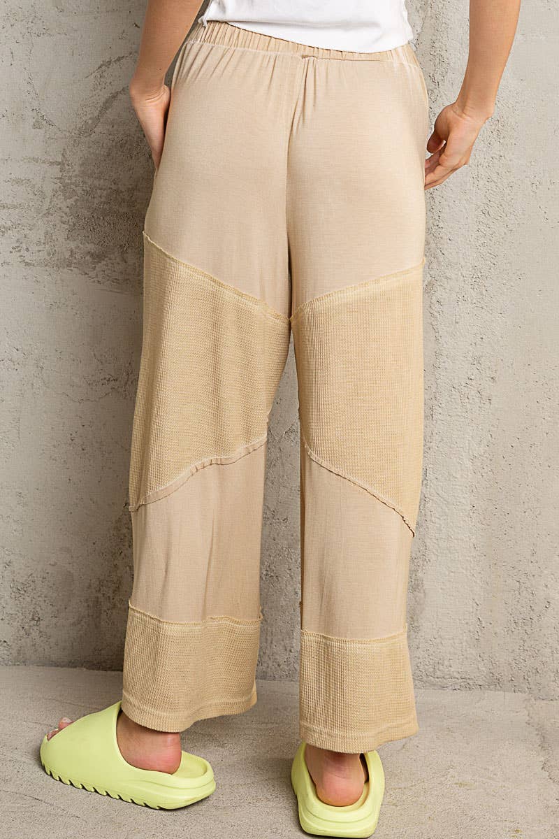 Contrast Ribbed Elastic Pant