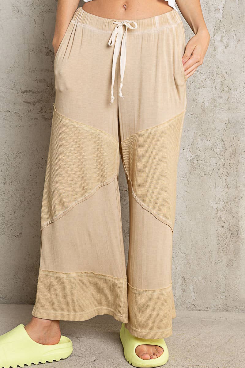 Contrast Ribbed Elastic Pant