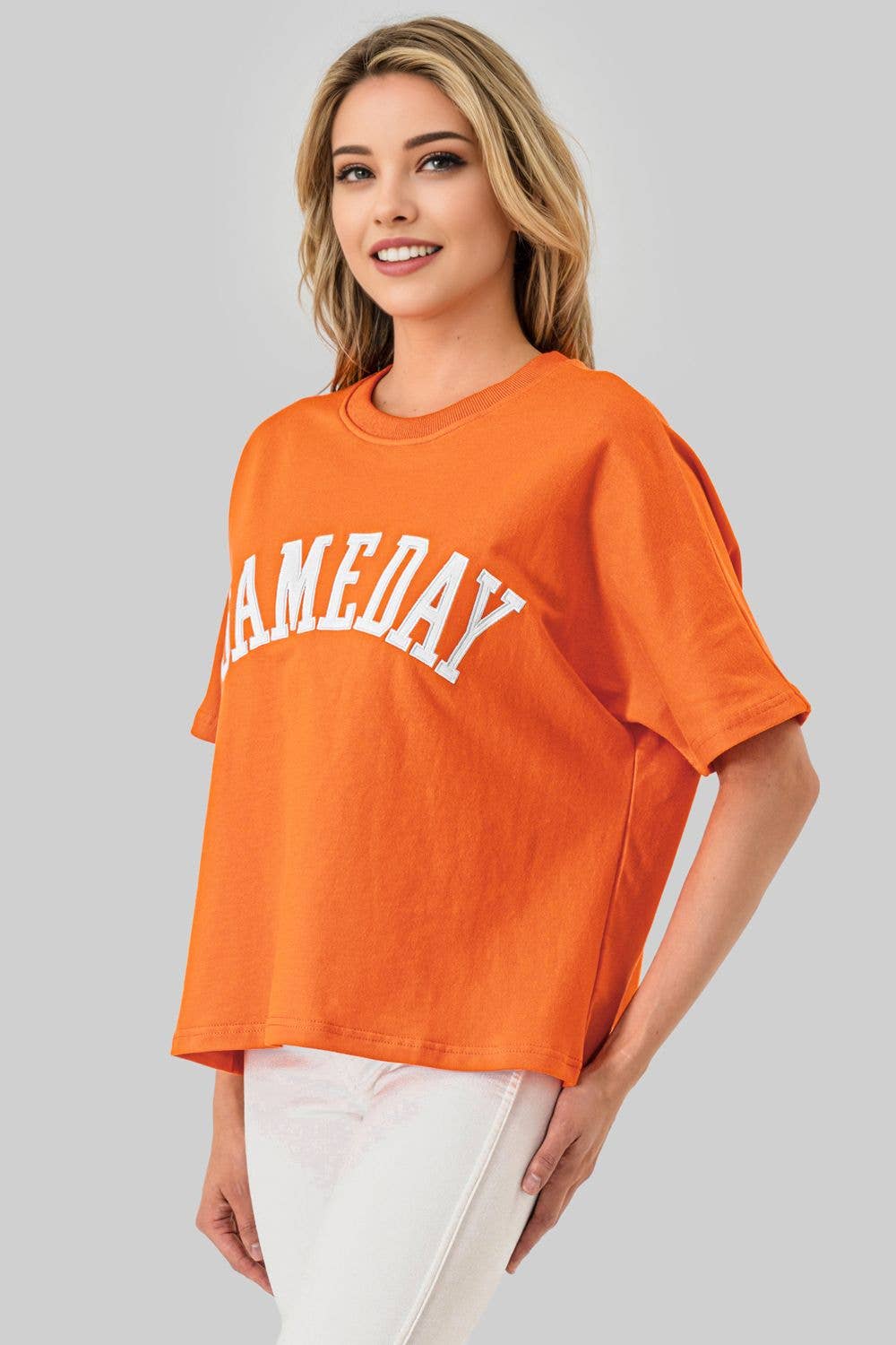 GAMEDAY Embroidered Applique top Orange